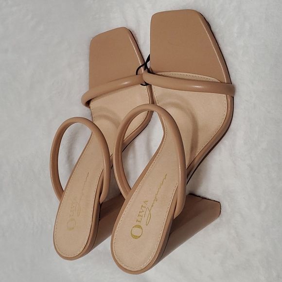 NWOT OLIVIA Ferguson Open toe block high-heel sandal 8.5 Tan (Ss19) - Picture 3 of 9